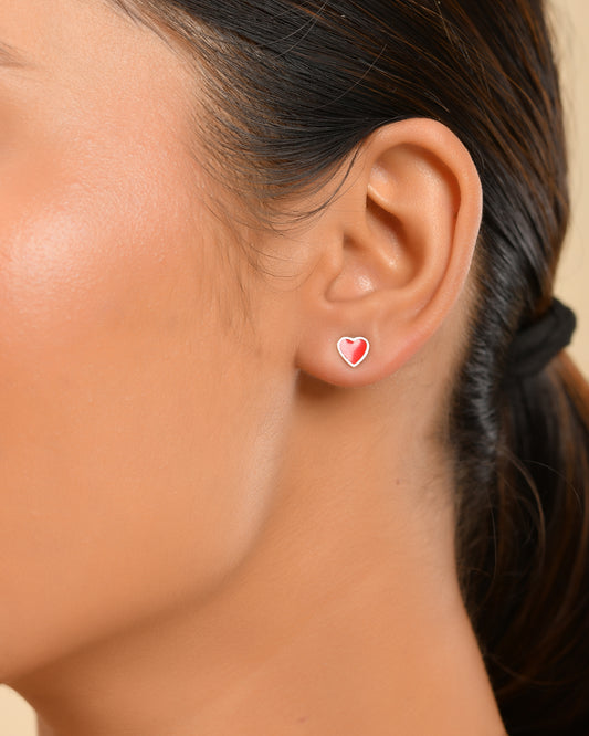 Red Heart Enamel Studs