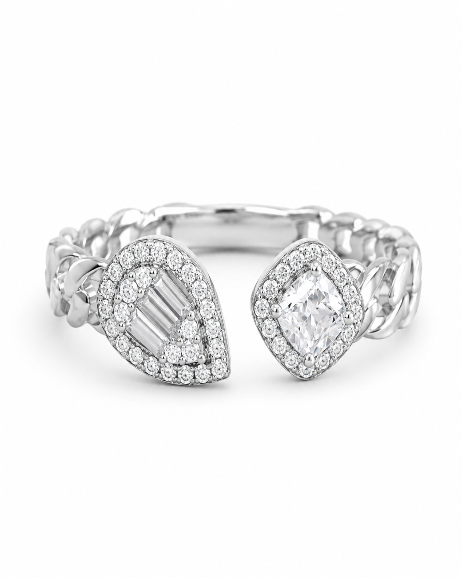 Dual Spark – Pear & Square Swarovski Ring
