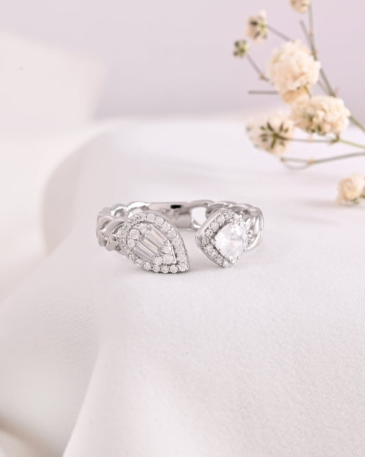 Dual Spark – Pear & Square Swarovski Ring