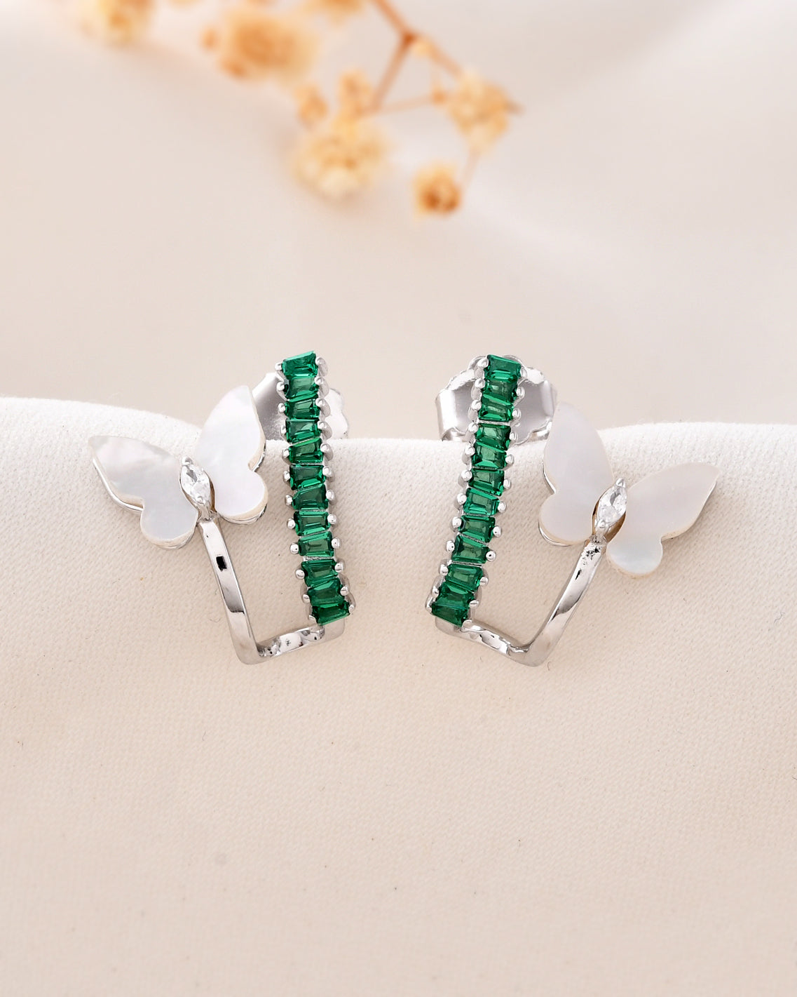 Pearl Flutter with Swarovski Stone Earrings