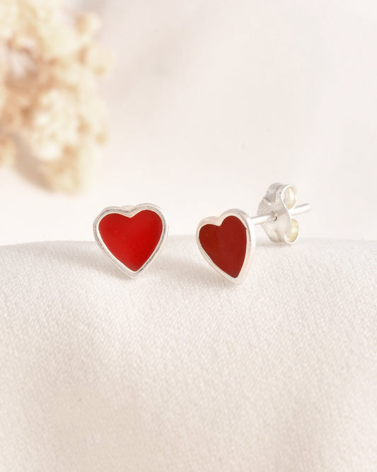 Red Heart Enamel Studs