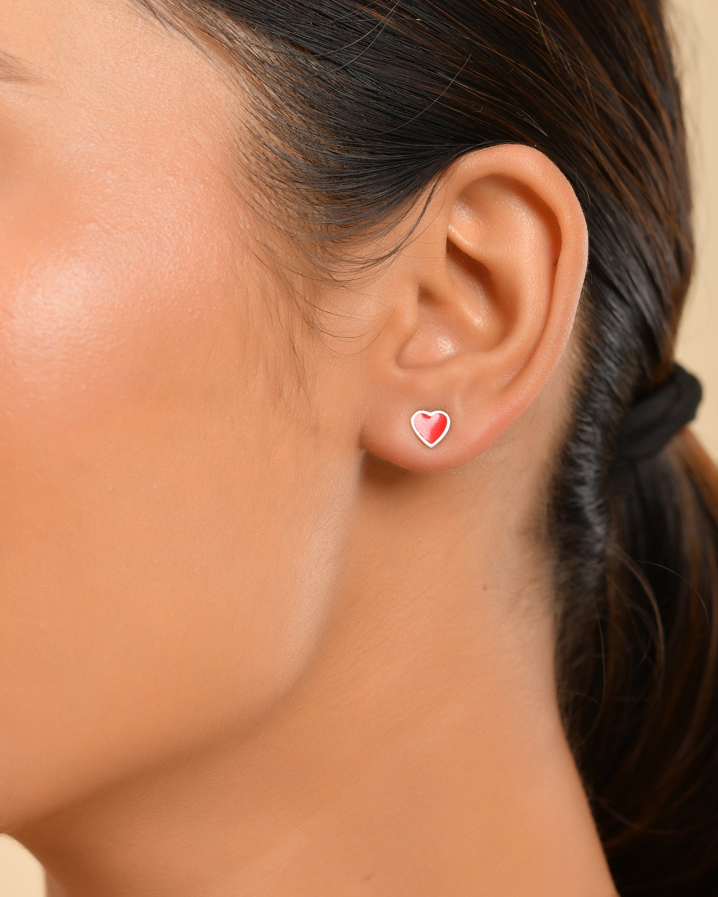 Red Heart Enamel Studs